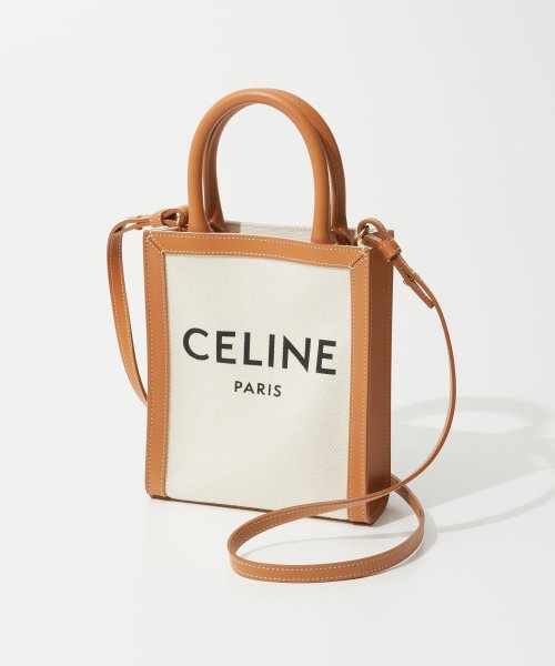 セリーヌ CELINE 19330 ショルダーバッグ レディース バッグ ミニ バーティカル カバ ハンドバッグ 斜め掛け 肩掛け プリントキャンバス ロゴ M バッグ 長さ