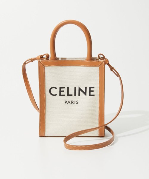 セリーヌ CELINE 19330 ショルダーバッグ レディース バッグ ミニ バーティカル カバ ハンドバッグ 斜め掛け 肩掛け プリントキャンバス ロゴ M バッグ 長さ