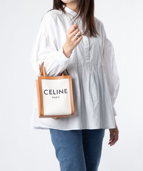 セリーヌ CELINE 19330 ショルダーバッグ レディース バッグ ミニ バーティカル カバ ハンドバッグ 斜め掛け 肩掛け プリントキャンバス ロゴ M バッグ 長さ