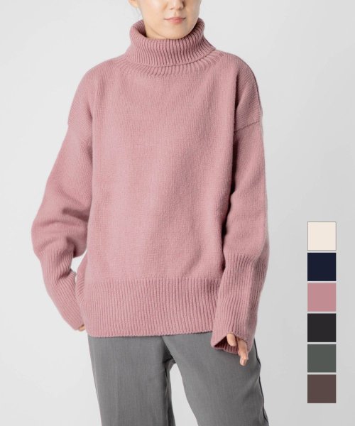 アイランドタイド ISLAND TIDES EY 18336 ニット レディース 長袖 タートルネック プルオーバー ラムズウール リブ編み タートルニット 秋 