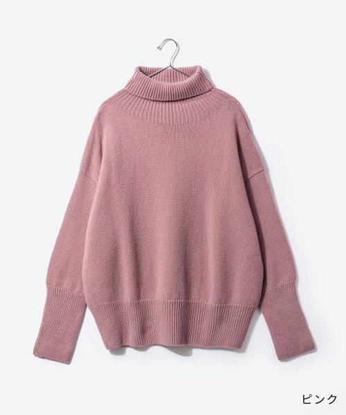 アイランドタイド ISLAND TIDES EY 18336 ニット レディース 長袖 タートルネック プルオーバー ラムズウール リブ編み タートルニット 秋 