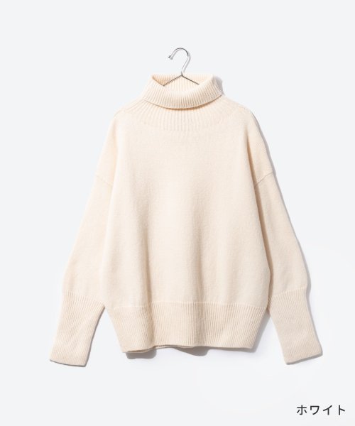 アイランドタイド ISLAND TIDES EY 18336 ニット レディース 長袖 タートルネック プルオーバー ラムズウール リブ編み タートルニット 秋 