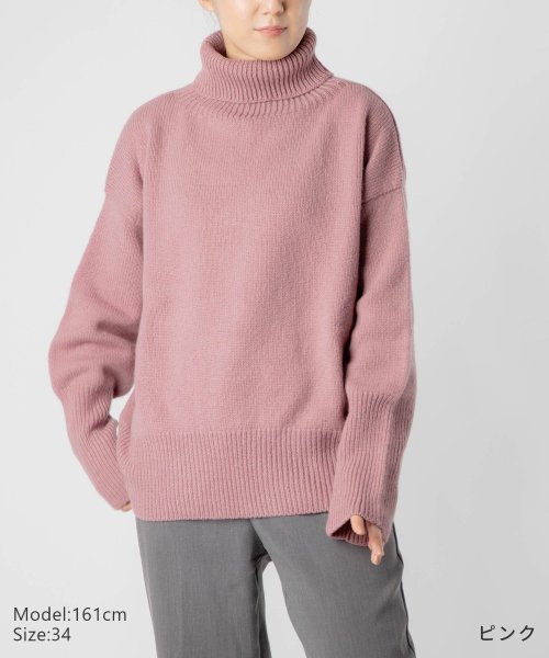 アイランドタイド ISLAND TIDES EY 18336 ニット レディース 長袖 タートルネック プルオーバー ラムズウール リブ編み タートルニット 秋 