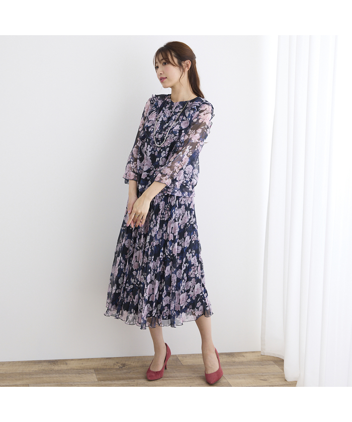 ブラウス シャツ 「セットアップ可」フラワープリントバルーンブラウス レディース セール 50%OFF】【セットアップ可】フラワープリントバルーン