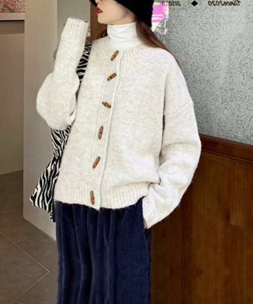 トグルボタンニットカーディガン レディース 10代 20代 30代 韓国ファッション 秋 冬 カジュアル 可愛い 無地 暖かい 羽織り シンプル 人気・おすすめ｜多用途・生活用品におすすめ キャンペーン中 即納