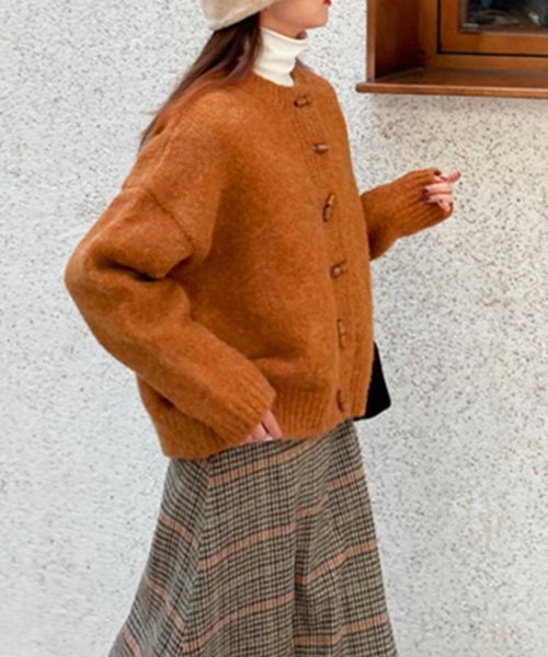 トグルボタンニットカーディガン レディース 10代 20代 30代 韓国ファッション 秋 冬 カジュアル 可愛い 無地 暖かい 羽織り シンプル 人気・おすすめ｜多用途・生活用品におすすめ キャンペーン中 即納