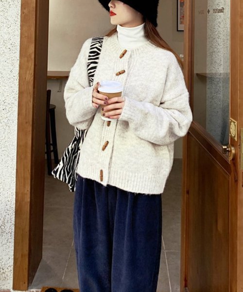 トグルボタンニットカーディガン レディース 10代 20代 30代 韓国ファッション 秋 冬 カジュアル 可愛い 無地 暖かい 羽織り シンプル 人気・おすすめ｜多用途・生活用品におすすめ キャンペーン中 即納