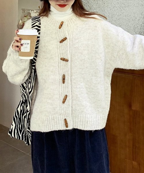 トグルボタンニットカーディガン レディース 10代 20代 30代 韓国ファッション 秋 冬 カジュアル 可愛い 無地 暖かい 羽織り シンプル 人気・おすすめ｜多用途・生活用品におすすめ キャンペーン中 即納