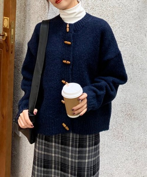 トグルボタンニットカーディガン レディース 10代 20代 30代 韓国ファッション 秋 冬 カジュアル 可愛い 無地 暖かい 羽織り シンプル 人気・おすすめ｜多用途・生活用品におすすめ キャンペーン中 即納