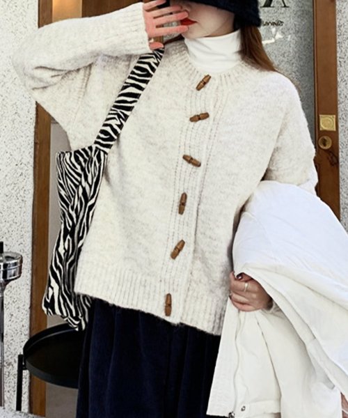 トグルボタンニットカーディガン レディース 10代 20代 30代 韓国ファッション 秋 冬 カジュアル 可愛い 無地 暖かい 羽織り シンプル 人気・おすすめ｜多用途・生活用品におすすめ キャンペーン中 即納