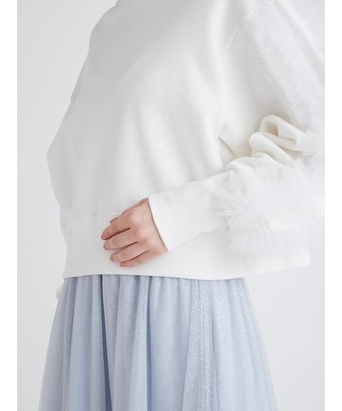 チュールフリルスリーブスウェット 予めご了承ください