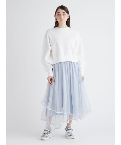 チュールフリルスリーブスウェット 予めご了承ください