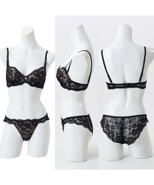 モールドカップブラ E・Fカップ】シアーレース３/４モールドカップブラ＆ショーツ - ☆新品☆限定