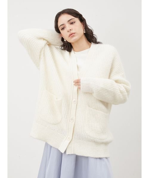 シェルボタンモヘヤシャギーカーデ 予めご了承ください