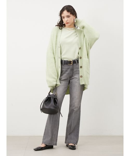 シェルボタンモヘヤシャギーカーデ 予めご了承ください