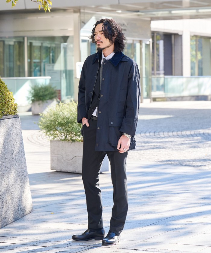 REDA生地ネイビースリーピーススーツグリーンレーベル