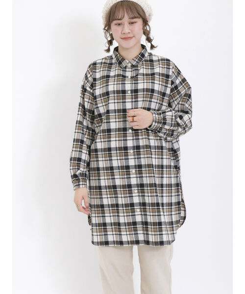 柄アソートちび襟シャツチュニック