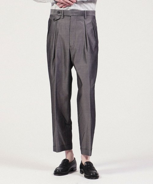 ウールシルク 2プリーツパンツ 