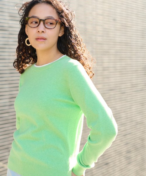 洗える 衿ぐり配色ニット 