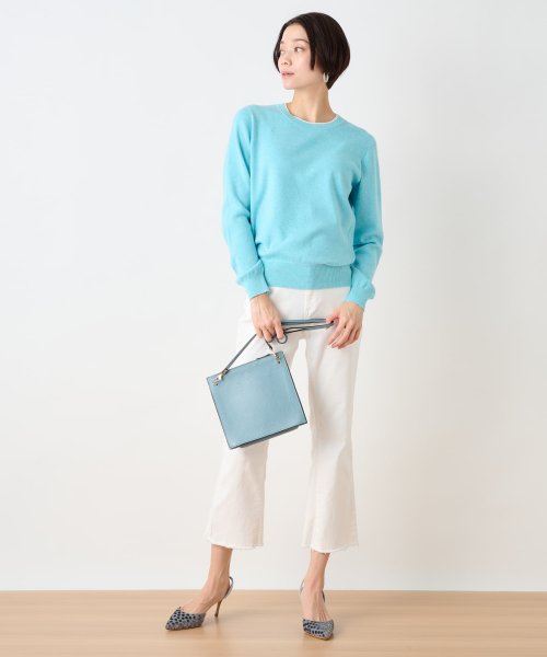 洗える 衿ぐり配色ニット 