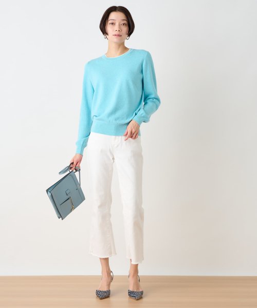 洗える 衿ぐり配色ニット 