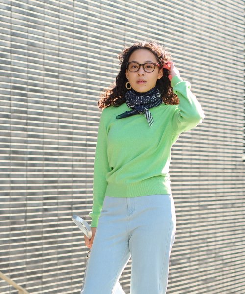 洗える 衿ぐり配色ニット 