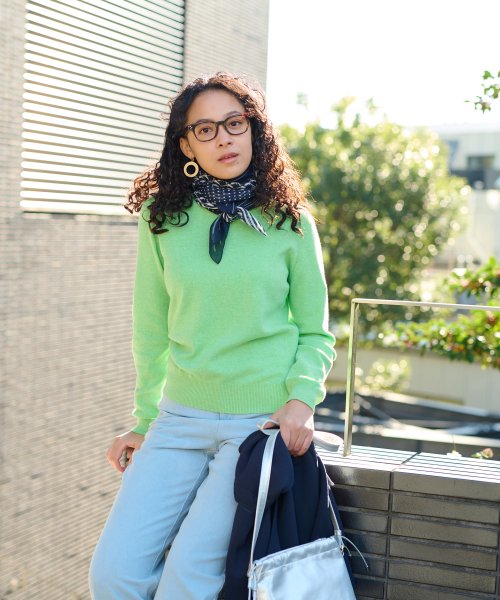 洗える 衿ぐり配色ニット 