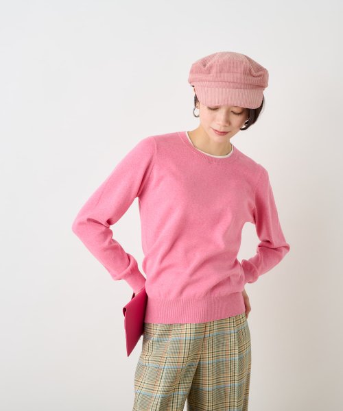 洗える 衿ぐり配色ニット 