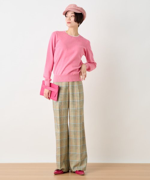 洗える 衿ぐり配色ニット 