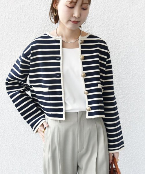 SHIPS WOMEN(シップス　ウィメン)/*〈手洗い可能〉 ミラノリブ ゴールド ボタン ニット ジャケット 24SS ◇/img36