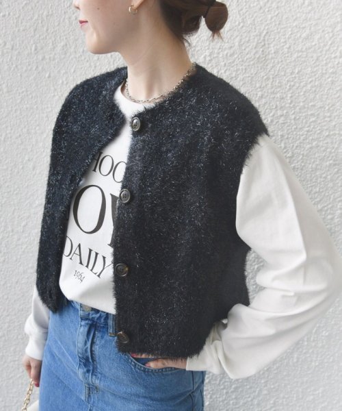 SHIPS WOMEN(シップス　ウィメン)/*〈手洗い可能〉グリッター ラメ フェザー ベスト 24SS ◇/img36