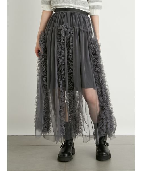 ラッフルボリュームチュールスカート 予めご了承ください