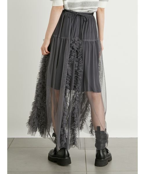 ラッフルボリュームチュールスカート 予めご了承ください