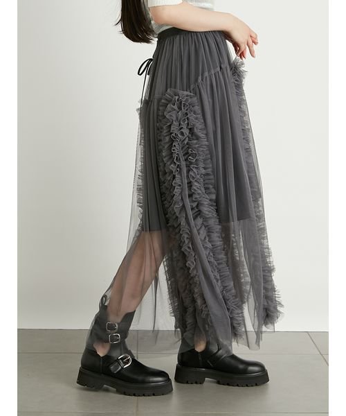 ラッフルボリュームチュールスカート 予めご了承ください