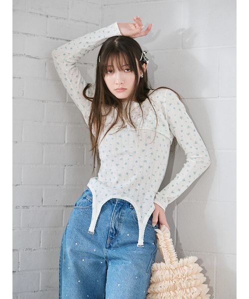 【WEB限定00サイズあり】[L.B CANDY STOCK]ハートビジューワイドデニムパンツ 予めご了承ください