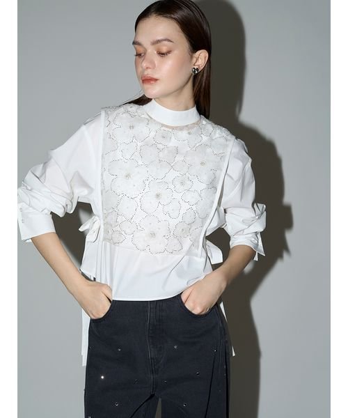 【WEB限定00サイズあり】[L.B CANDY STOCK]ハートビジューワイドデニムパンツ 予めご了承ください