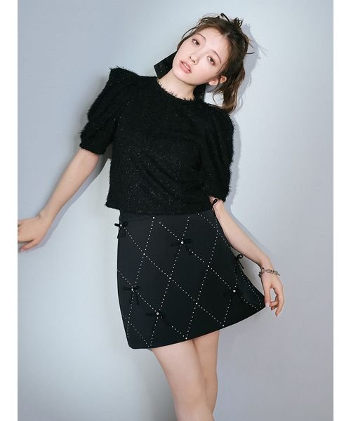 WEB限定カラー】[L.B CANDY STOCK]ビジューリボンミニスカート  