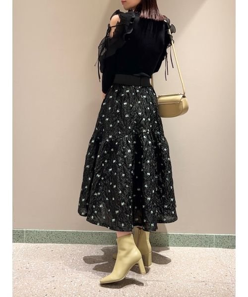 エンボスジャガードボリュームギャザースカート 予めご了承ください