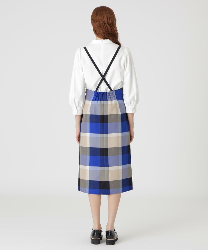 クレストブリッジ　チェッククロッシングツイルサロペットスカート クレストブリッジチェッククロッシングツイルサロペットスカート