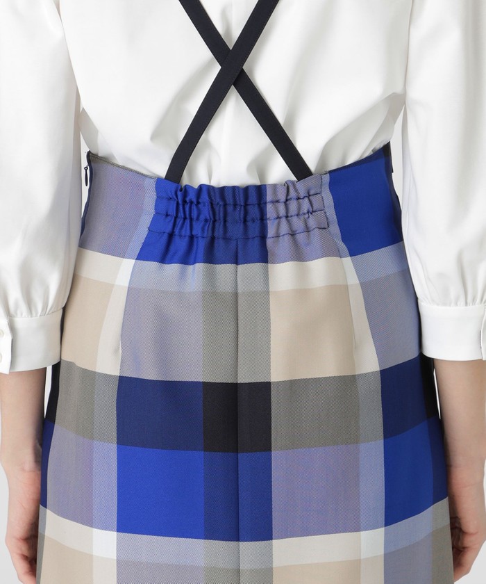 クレストブリッジチェッククロッシングツイルサロペットスカート