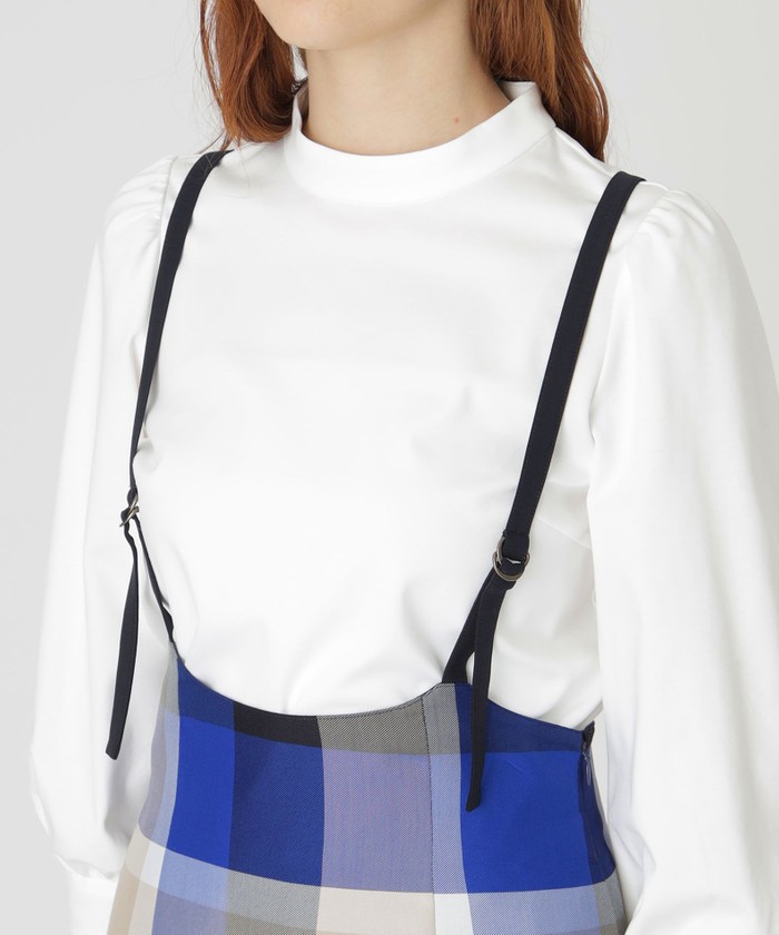 クレストブリッジ　チェッククロッシングツイルサロペットスカート クレストブリッジチェッククロッシングツイルサロペットスカート