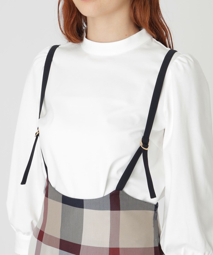 クレストブリッジ　チェッククロッシングツイルサロペットスカート クレストブリッジチェッククロッシングツイルサロペットスカート