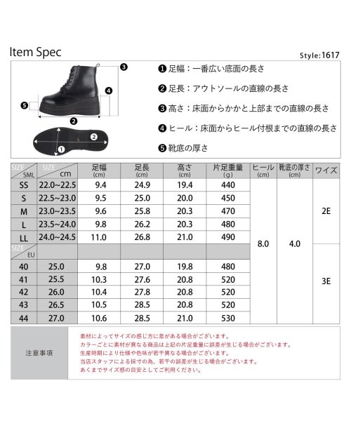 SFW(サンエーフットウェア)/7.5cmヒール 韓国ファッション ワンピース 厚底 レースアップブーツ ☆1617/img21