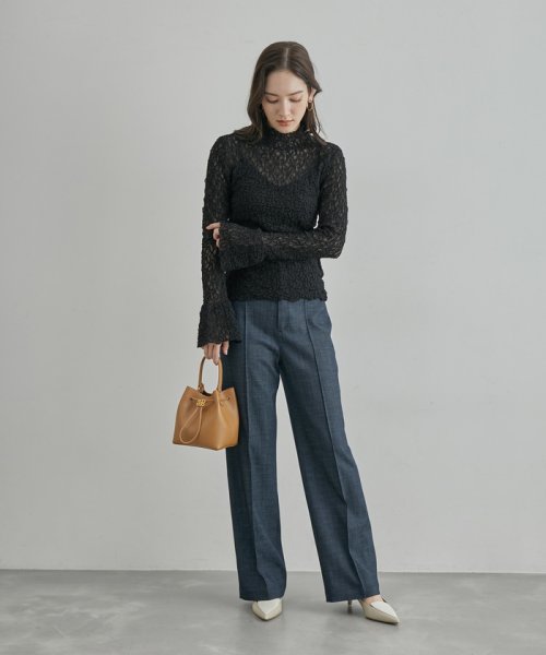 袖ギャザーレースカットソー 