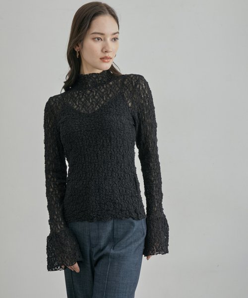 袖ギャザーレースカットソー 