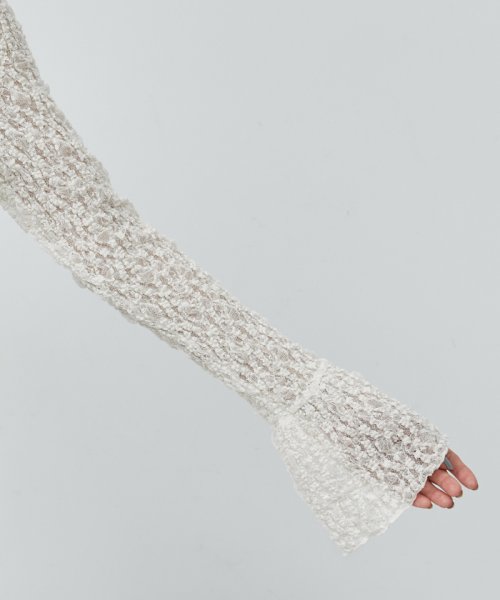 袖ギャザーレースカットソー 