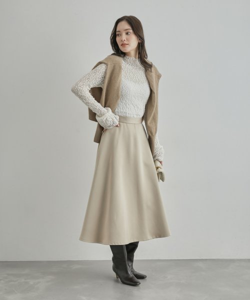 袖ギャザーレースカットソー 