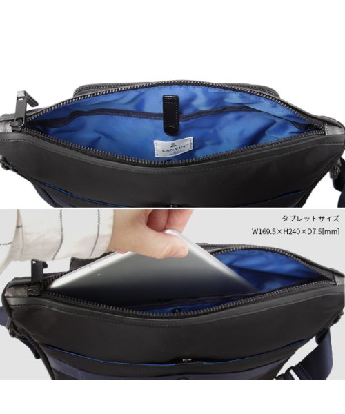 ランバンオンブルー バッグ ショルダーバッグ メンズ ブランド 斜めがけ 撥水 防水 LANVIN en Bleu 541102 LANVIN en ｜オープンポケット×2　　　　　 ｜ファスナーポケット　　　　　