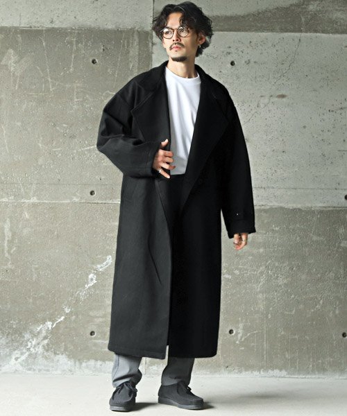 2wayオーバーサイズウールロングコート/ロングコート メンズ チェスターコート ウール オーバーサイズ 