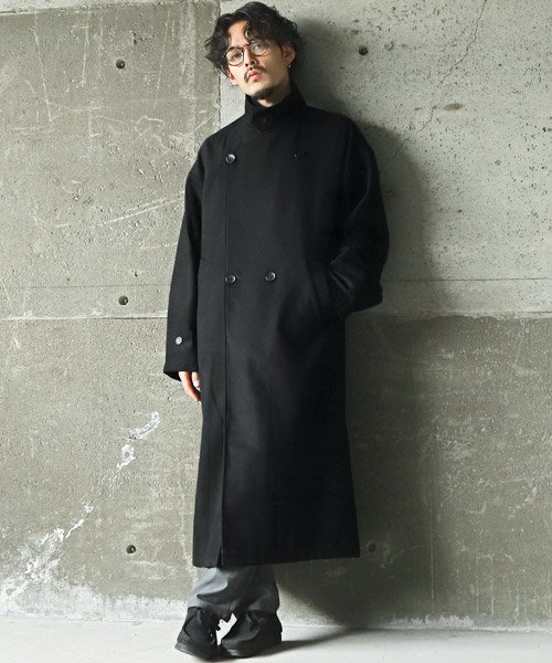 2wayオーバーサイズウールロングコート/ロングコート メンズ チェスターコート ウール オーバーサイズ 